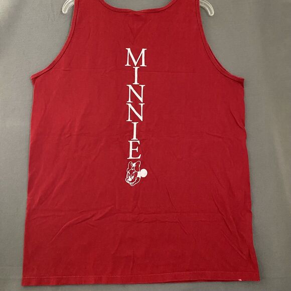 Minnie Mouse Shirt Adult XL Red Disney Designs Tank Graphic Front Back‎ Spellout - Picture 6 of 11
